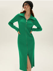 I'M ONE Women's temperament double zipper head slim fit version of the dress winter new dresses