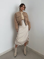 CannedPineapple street big pockets standing collar baseball jacket flight jacket autumn and winter new cotton jacket