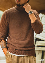 Unbranded 27 Men's Vintage Turtleneck Sweater Warm Gold Mink Velvet Bottoming Sweaters Autumn Winter Jumper Loose Casual Pullovers