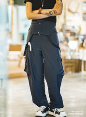 Unbranded 27 New Arrival American Vintage Cargo Overalls for Women Casual Style Wide Leg Trousers with Large Pocket Waterproof Pants