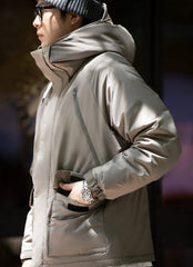 Unbranded 27 Male Winter Coat American Cargo Padded Coats Thick Men?¡¥s High Collar Hooded Parkas Windproof Outdoor Wear Heavy Jackets