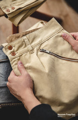 Unbranded 27 Retro Khaki Tapered Cargo Pants Men Mountain Military Pant Cotton Zipper Pocket Casual Men's Trendy Long