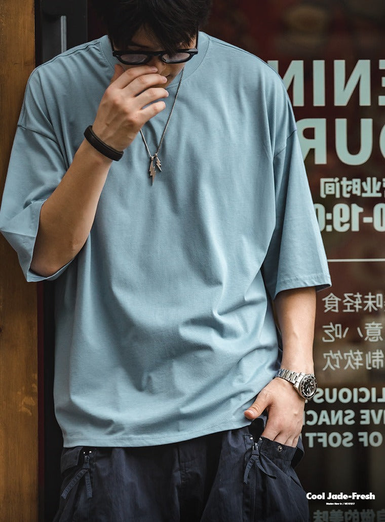 Unbranded 27 Men's Korea Style T-shrts New Loose Breathable Summer Male Short Sleeve Cotton Streetwear Casual Cool Tops Tees Oversize