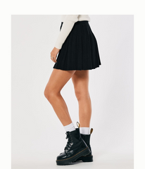 Hollister-Women's trendy plus high waist pleated knitted half-body skirt winter new