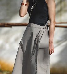 Unbranded 27 Summer A-line Irregular Wide-leg Women's Skirt Hight Quality Gray Color Women Cargo Skirt