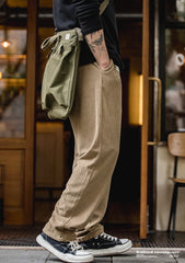 Unbranded 27 Men Sweatpants Japan Vintage Knit Elastic Waist Drawstring Trousers Velvet Straight Wide Leg Casual Solid Joggers Pants