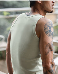 Unbranded 27 workwear men's retro solid color Slim sleeveless cotton undershirt T-shirt sports and fitness outdoor inner wear bottoming shirt