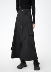 EIGHTHMONTH women's black work half skirt autumn new niche chic long skirt