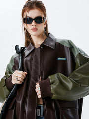 I'M ONE Women's versatile retro wind splicing tide cool loose biker clothes baseball suit fall new jacket