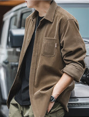 Unbranded 27 Men's Shirt Casual Corduroy Long Sleeve Shirts Slim Fit Overcoat Fall Fleece Jacket Men's Clothing Retro Fashion Blouses