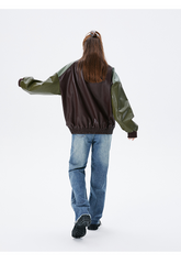 I'M ONE Women's versatile retro wind splicing tide cool loose biker clothes baseball suit fall new jacket