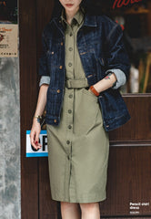 Unbranded 27 women's American vintage retro long-sleeved single-breasted shirt dress waist-skimming pencil skirt