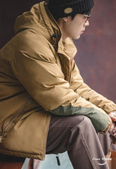 Unbranded 27 Japanese Retro White Duck Down Jacket Windproof Warm Hooded Jackets Winter Outdoor Coat Thick Parkas Lightweight Overcoat