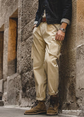 Unbranded 27 Retro Khaki Tapered Cargo Pants Men Mountain Military Pant Cotton Zipper Pocket Casual Men's Trendy Long