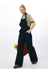 I'M ONE Women's retro casual tide cool adjustable hanging neck denim jumpsuit summer new