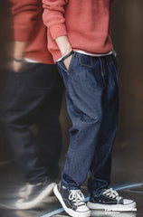 Unbranded 27 Retro Denim Wash Baggy Men's Jeans Wide Leg Tapered Pants Fashion Casual Streetwear Jean Straight Elastic Men Trousers