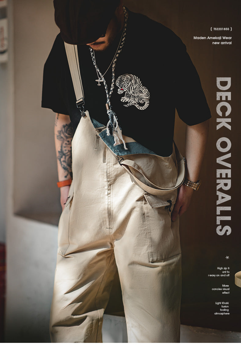 Unbranded 27 Men Jumpsuits Baggy Suspender Pants Fashion Multi-pockets Overalls Loose Trousers Bib Pants Pocket Oversized jeans