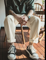 Unbranded 27 Japanese Retro Cotton Seed Shell Rice White Casual jeans Loose Straight Long Pants Cargo Pants Sweatpants Men Trousers
