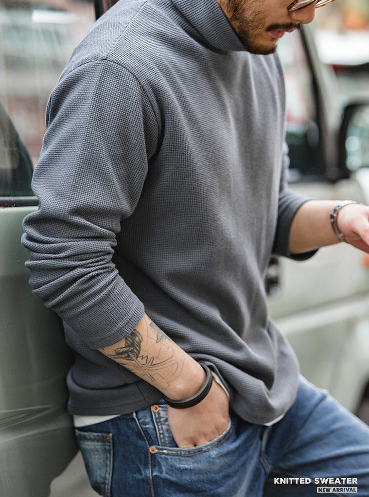 Unbranded 27 Casual Turtleneck Sweater Solid Color Bottoming Shirt Long-sleeved T-shirt Basic Men's Autumn And Winter Slim-Fit Tops