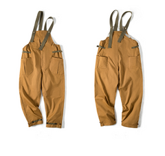 Unbranded 27 2022 New Men's Bib Pants American Vintage Loose Solid Jumpsuits Streetwear Multi Pockets Casual Suspenders Cargo Overalls
