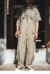 Unbranded 27 Men Jumpsuits Baggy Suspender Pants Fashion Multi-pockets Overalls Loose Trousers Bib Pants Pocket Oversized jeans