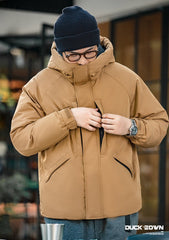 Unbranded 27 Winter White Duck Down Jacket Men?¡¥s Hooded Outdoor Thick Coat Windproof American Casual Khaki Coats Lightweight Parka 2022