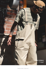 Unbranded 27 Men Jumpsuits Baggy Suspender Pants Fashion Multi-pockets Overalls Loose Trousers Bib Pants Pocket Oversized jeans