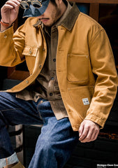 Unbranded 27 American Retro Heavy Michigan Canvas Jackets Multi-pocket Khaki Lapel Thin Coats Men's Autumn Jacket Fashion Trench Coat